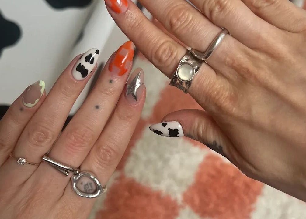 Creative nail art at Abby Nails Finsbury Park, London, England, GB. Featuring unique patterns and colors.