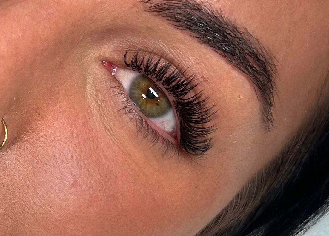 Close-up of expertly applied eyelash extensions at Lashesxbeautybar, Vaughan, Ontario, CA enhancing eye beauty.