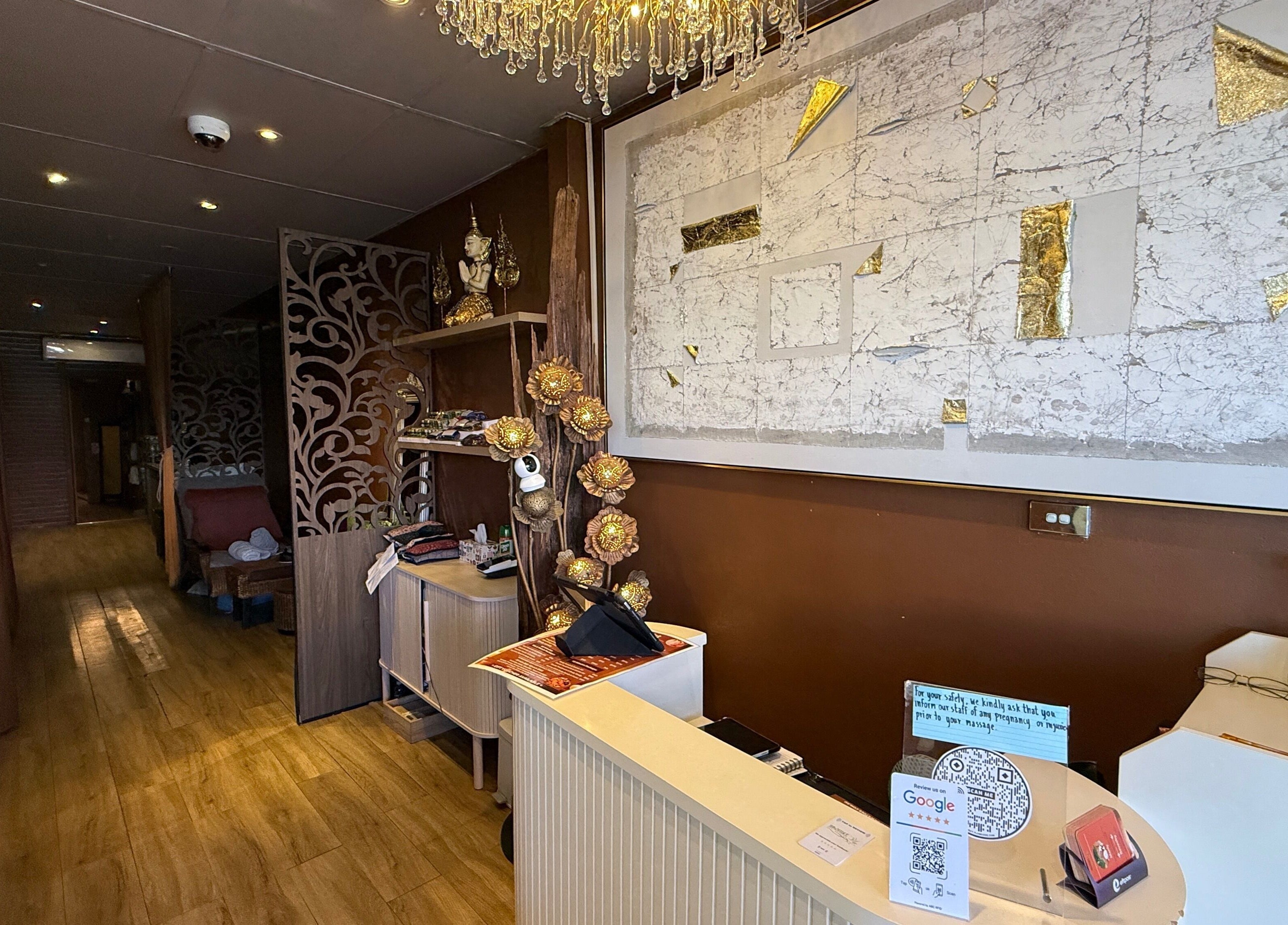 Welcome area of SAWATDEE THAI MASSAGE AND DAY SPA AT REVESBY, Revesby, New South Wales, AU with elegant decor.