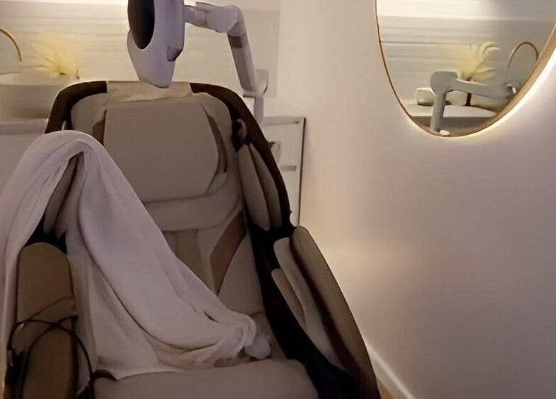 Luxurious treatment chair in a serene setting at 4 Elements Clinic, Melbourne, Victoria, AU.