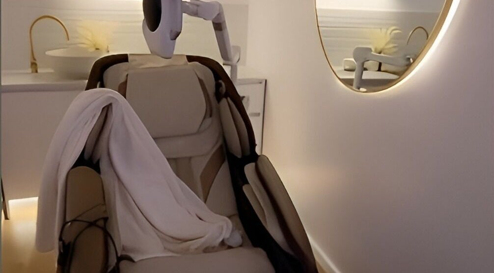 Luxurious treatment chair in a serene setting at 4 Elements Clinic, Melbourne, Victoria, AU.