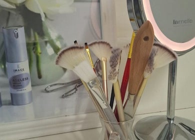 Makeup brushes and serums at JustBe Aesthetics Skin Clinic in Cape Town, Western Cape, ZA.