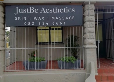 Entrance of JustBe Aesthetics Skin Clinic in Cape Town, Western Cape, ZA, showcasing welcoming exterior ambiance.