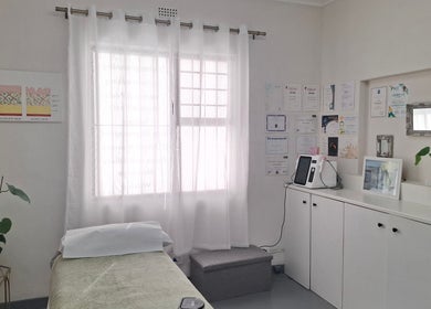 Clean treatment room at JustBe Aesthetics Skin Clinic, Cape Town, Western Cape, ZA, highlighting comfort and professionalism.