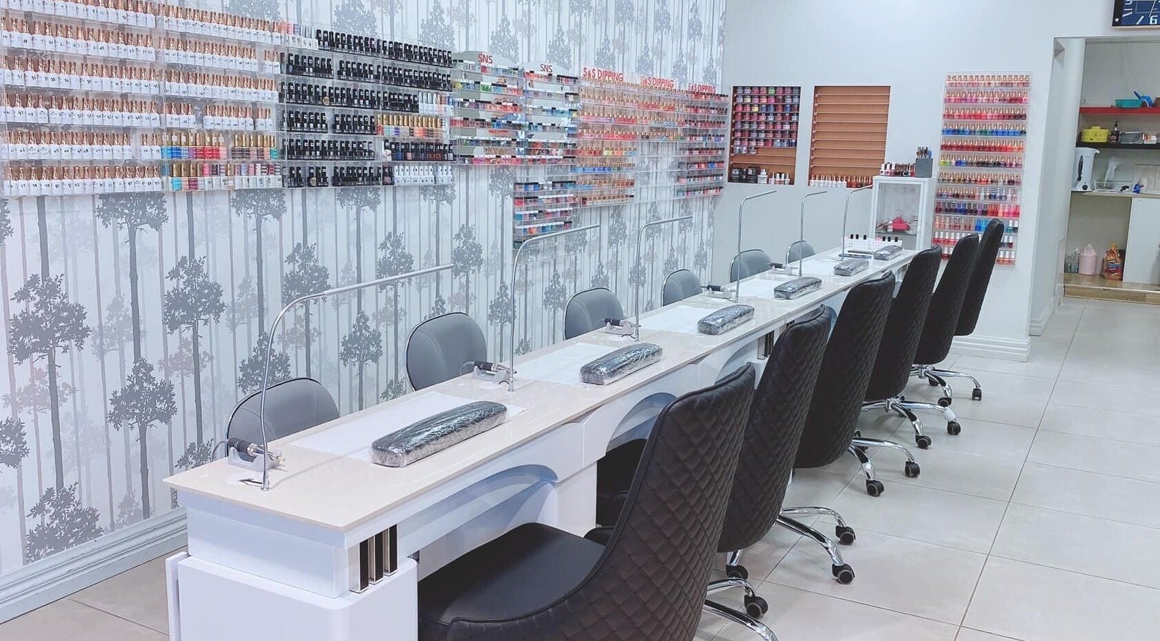 Elegant nail salon stations at ShiBi Nails & Beauty Pakenham, Melbourne, Victoria, AU.
