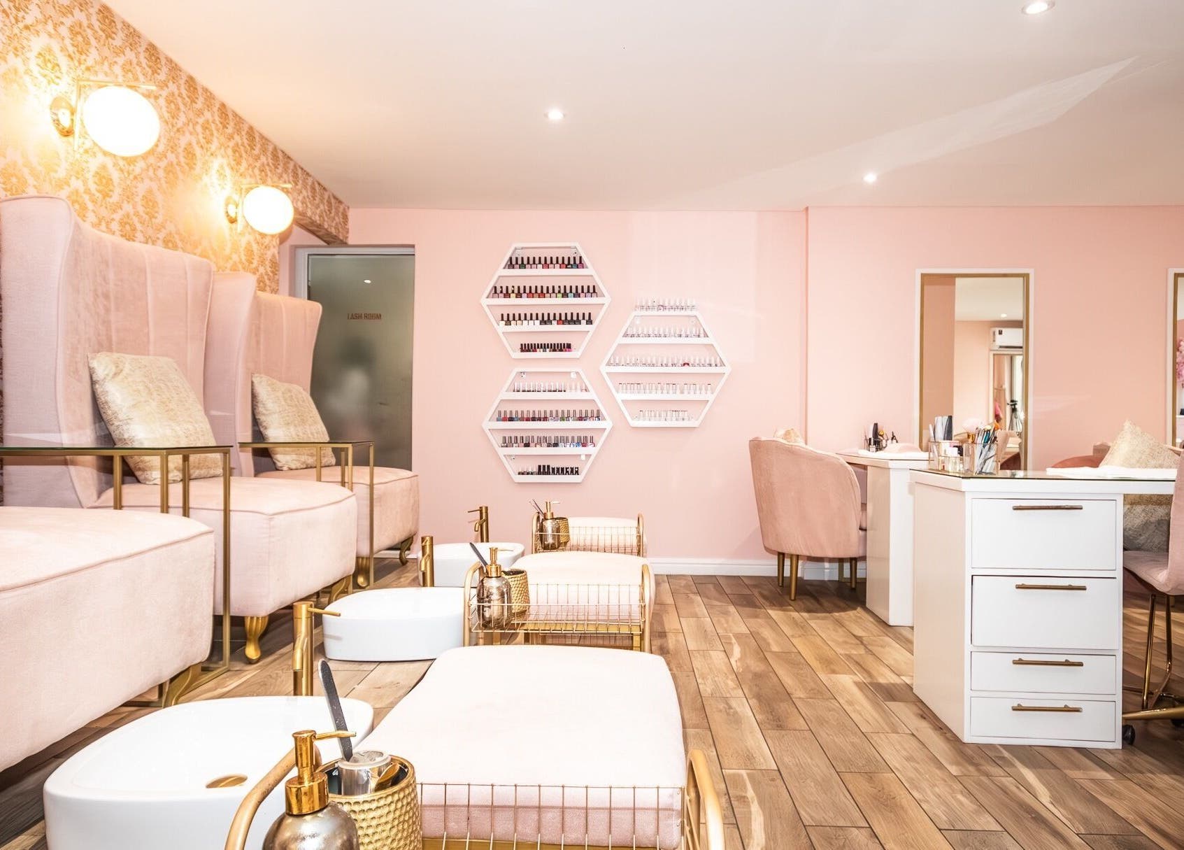 Luxurious nail spa interior at Rose Blvd Beauty Bar SEA POINT, Cape Town, Western Cape, ZA with elegant decor.