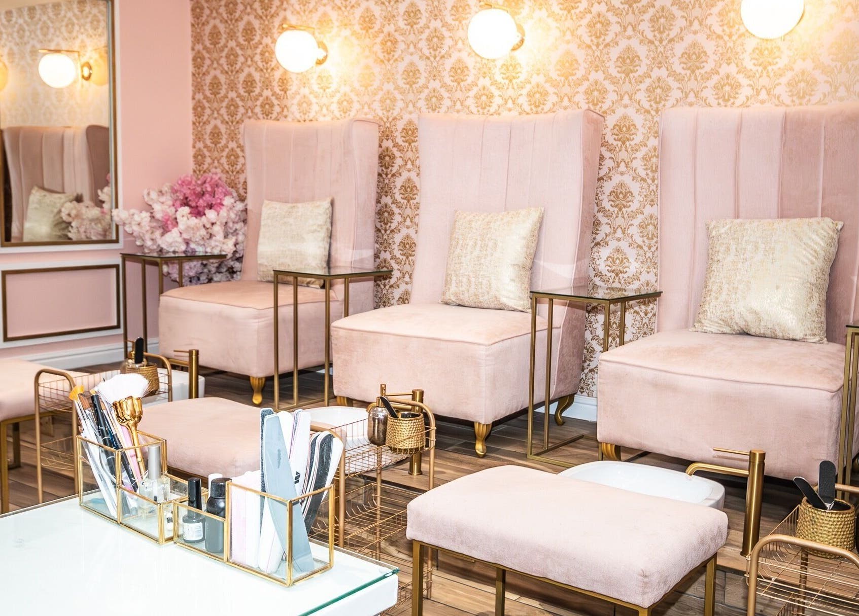 Luxurious seating area at Rose Blvd Beauty Bar SEA POINT, Cape Town, Western Cape, ZA offers a chic ambiance.