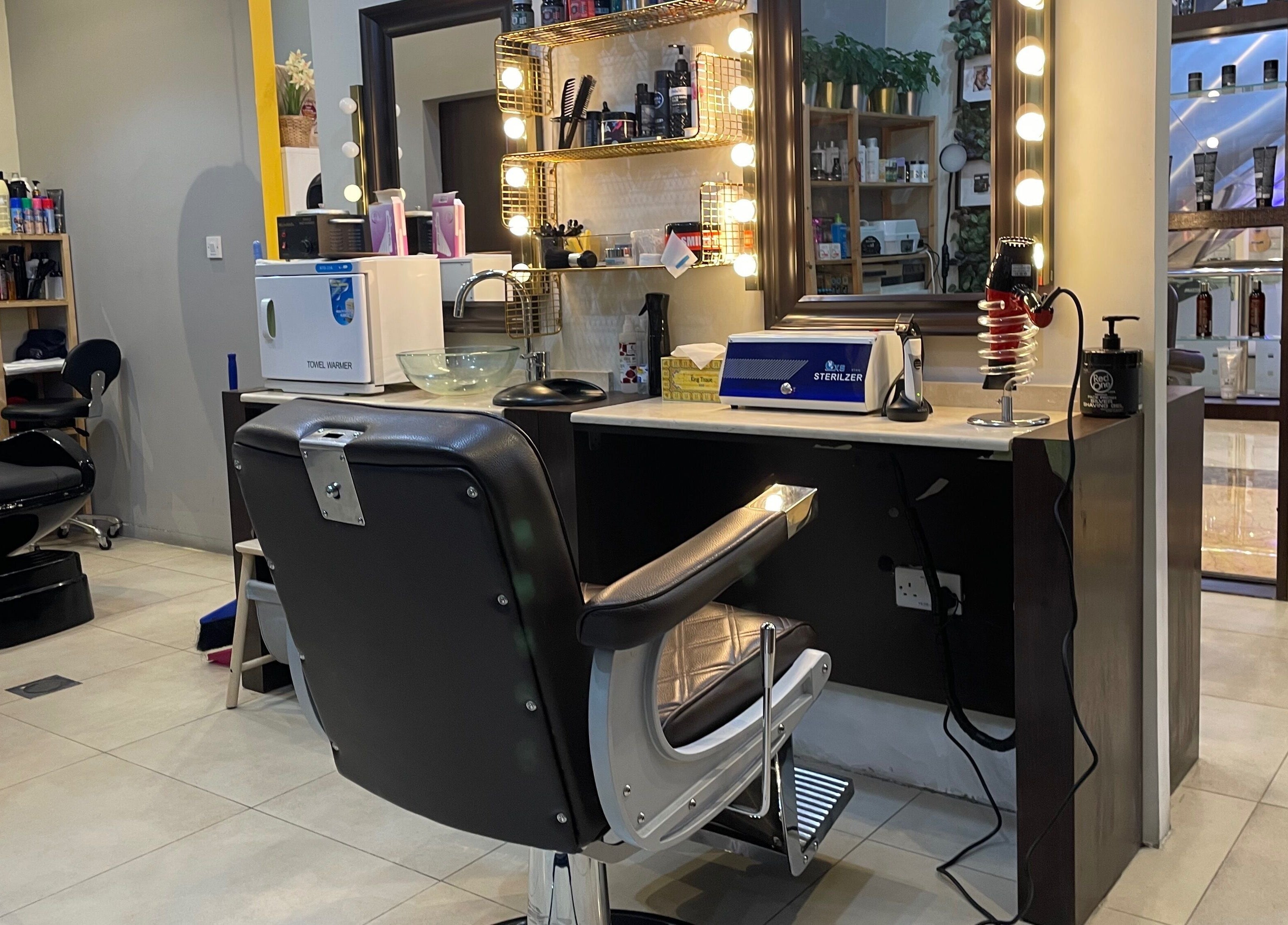 High-end grooming station at Beard Master Men’s Salon and Spa صالون وسبا بيرد ماستر للرجال, Abu Dhabi, Abu Dhabi, AE.