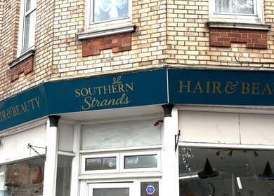 Southern Strands Hair Co storefront in Paignton, England, GB.