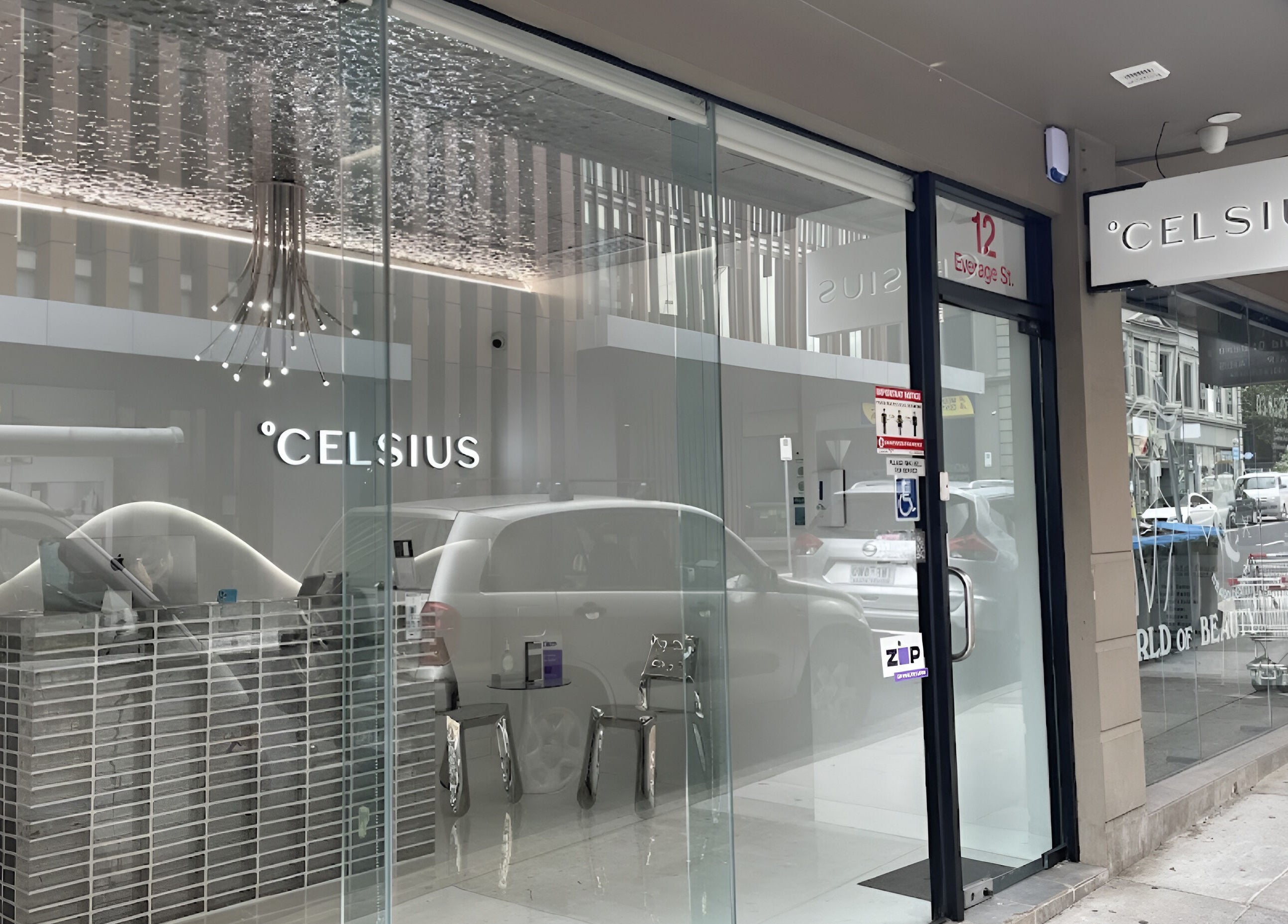 Front view of Celsius Cryotherapy Clinic in Moonee Ponds, VIC, AU with modern glass facade.