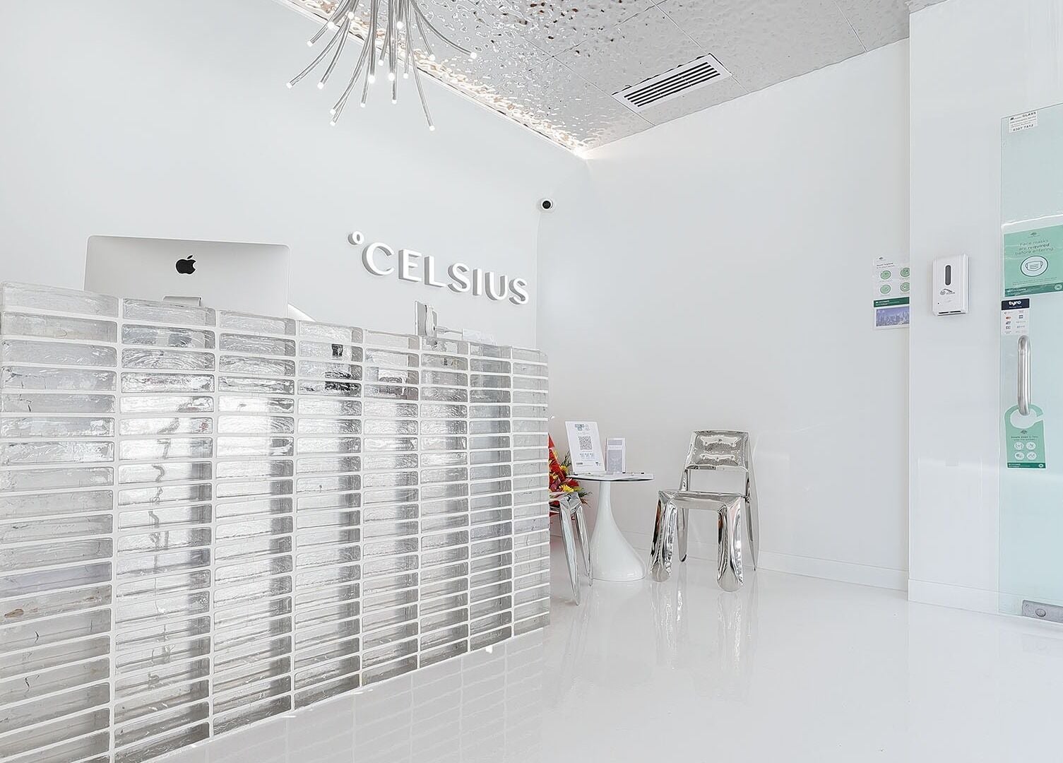 Modern reception at Celsius Cryotherapy Clinic, Moonee Ponds, VIC, AU with sleek design and minimalist decor.