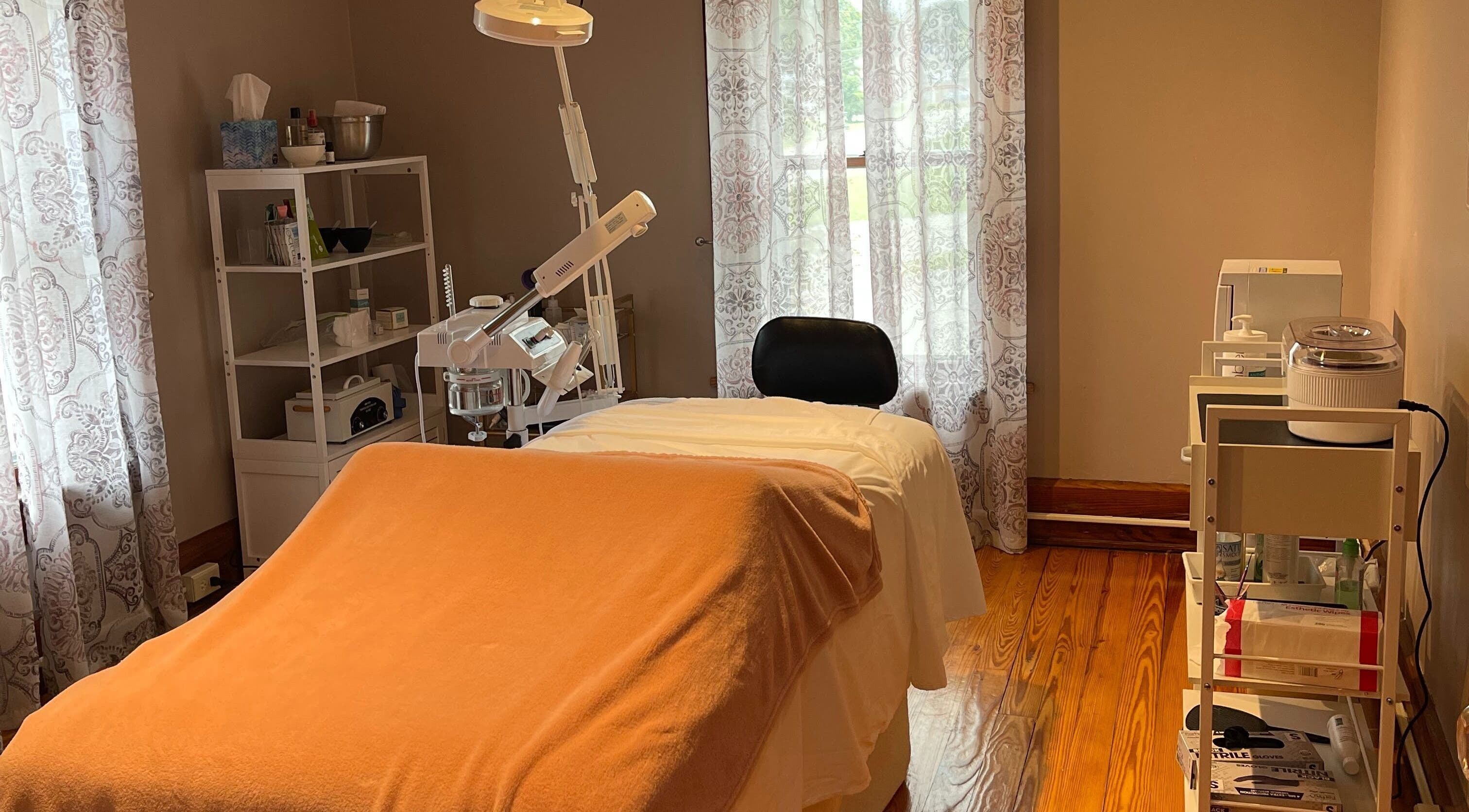 Serene treatment room at A Cut Above by Nina Ferrare, Erie, Pennsylvania, US.