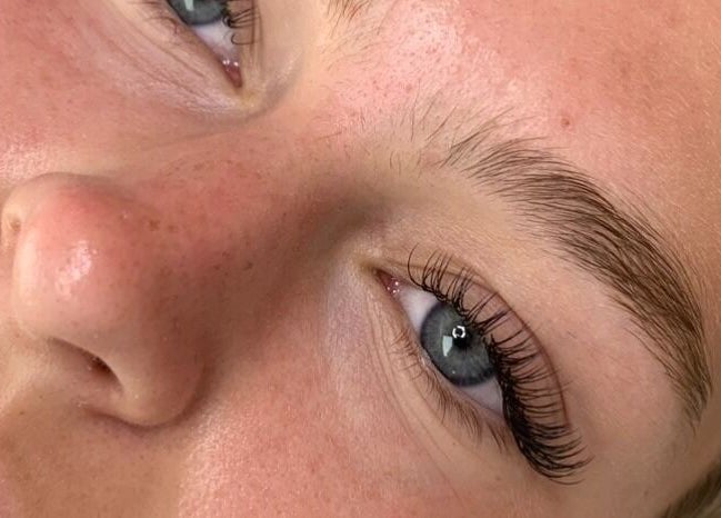 Natural lash extensions at Blooms Lash Studio, Royal Tunbridge Wells, England, GB, close-up view.