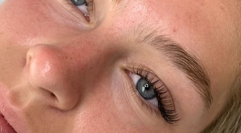 Natural lash extensions at Blooms Lash Studio, Royal Tunbridge Wells, England, GB, close-up view.