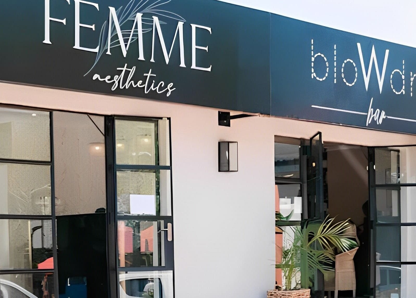 Exterior of Femme Aesthetics, Pretoria, Gauteng, ZA showcasing stylish entrance and signage.