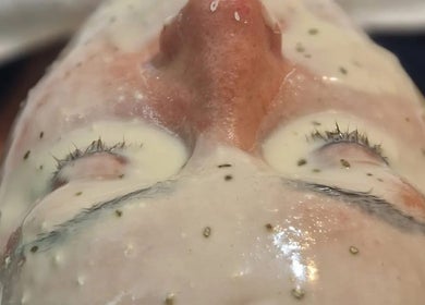 A rejuvenating facial treatment at Phoenix Beauty By Marianna Ori, Wirral, England, GB, with a soothing mask applied.