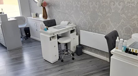 Stylish manicure station at Phoenix Beauty By Marianna Ori, Wirral, England, GB with elegant decor.