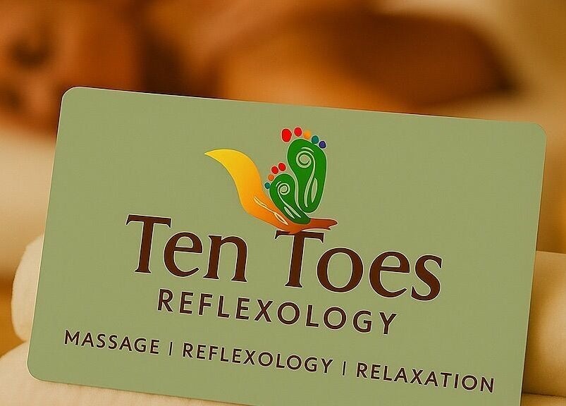 Relaxing ambiance at Ten Toes Reflexology in Lawrence, Kansas, US, featuring a soothing backdrop and essential oils.