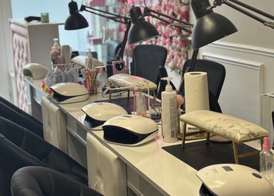 Manicure setup at NK Nail & Beauty Bar, Moate, County Westmeath, IE, showcasing tools and spa chairs.