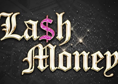 Lash Money Christmas Diary logo in shiny gold with glitter accents, Livingston, Scotland, GB.