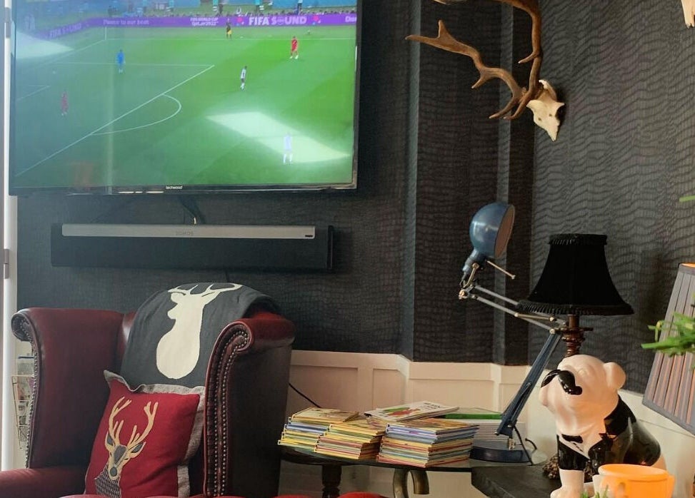 Chic lounge area with TV at SPACE by Jason in Los Gallardos, Andalucía, ES.