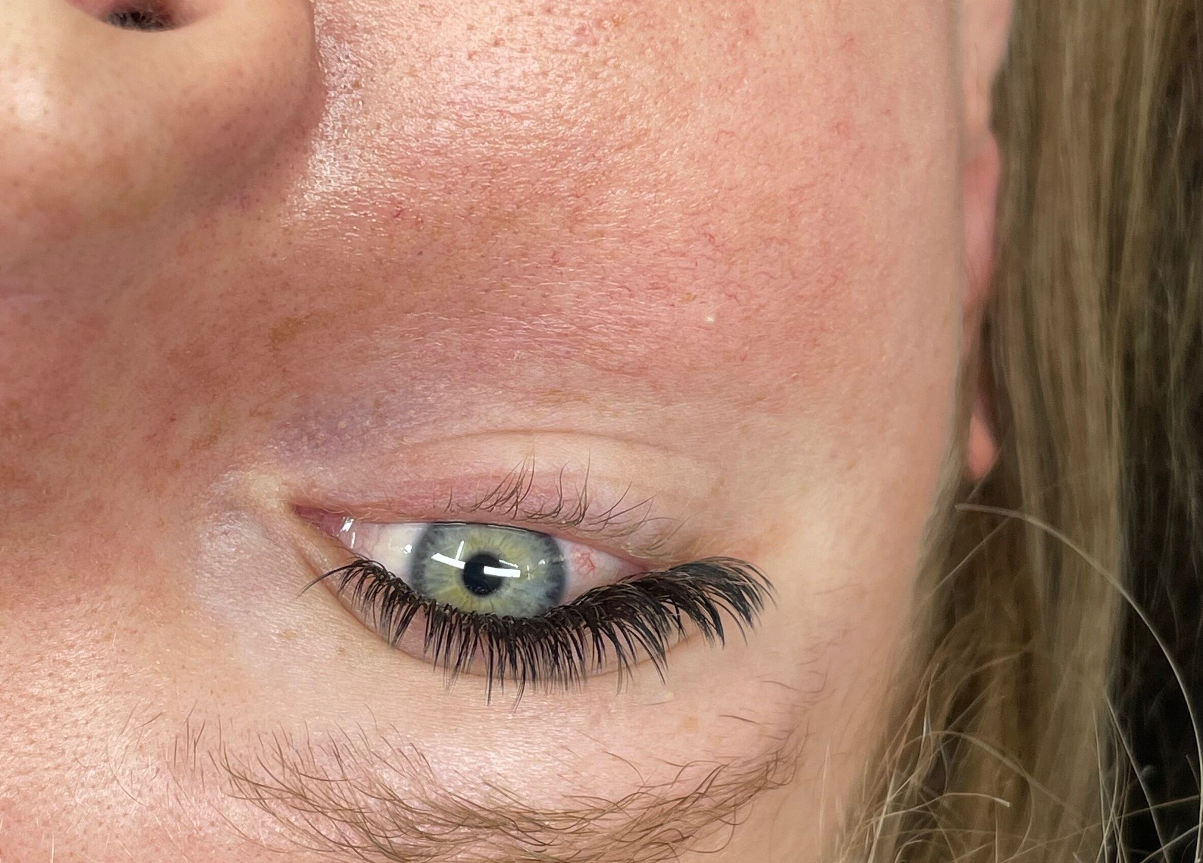 Close-up of enhanced eyelashes at Cassandra Jade’s Collective, Alberton, Gauteng, ZA.