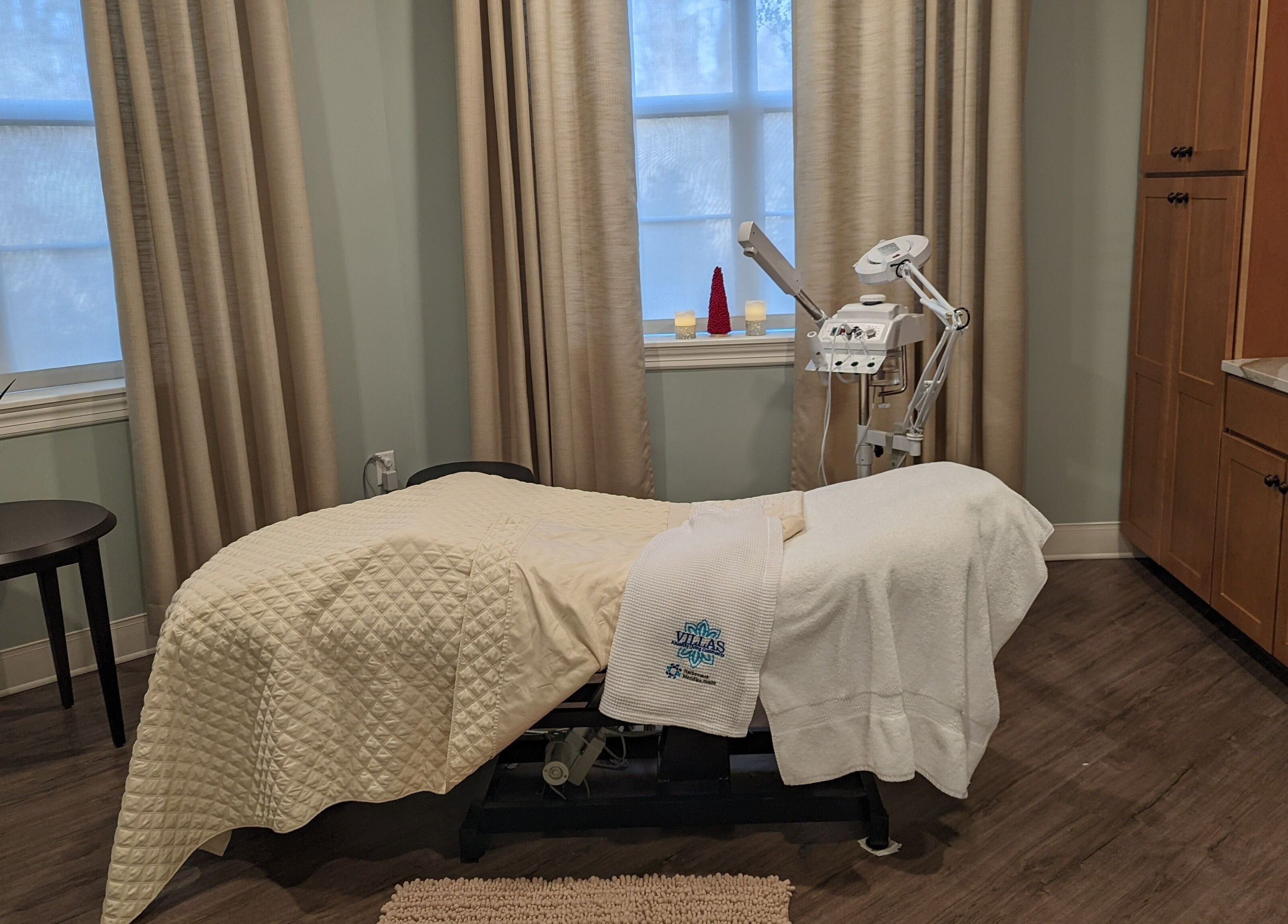 Relaxing treatment room at The Spa at The Villas Holmdel, Holmdel, New Jersey, US, ready for a serene experience.