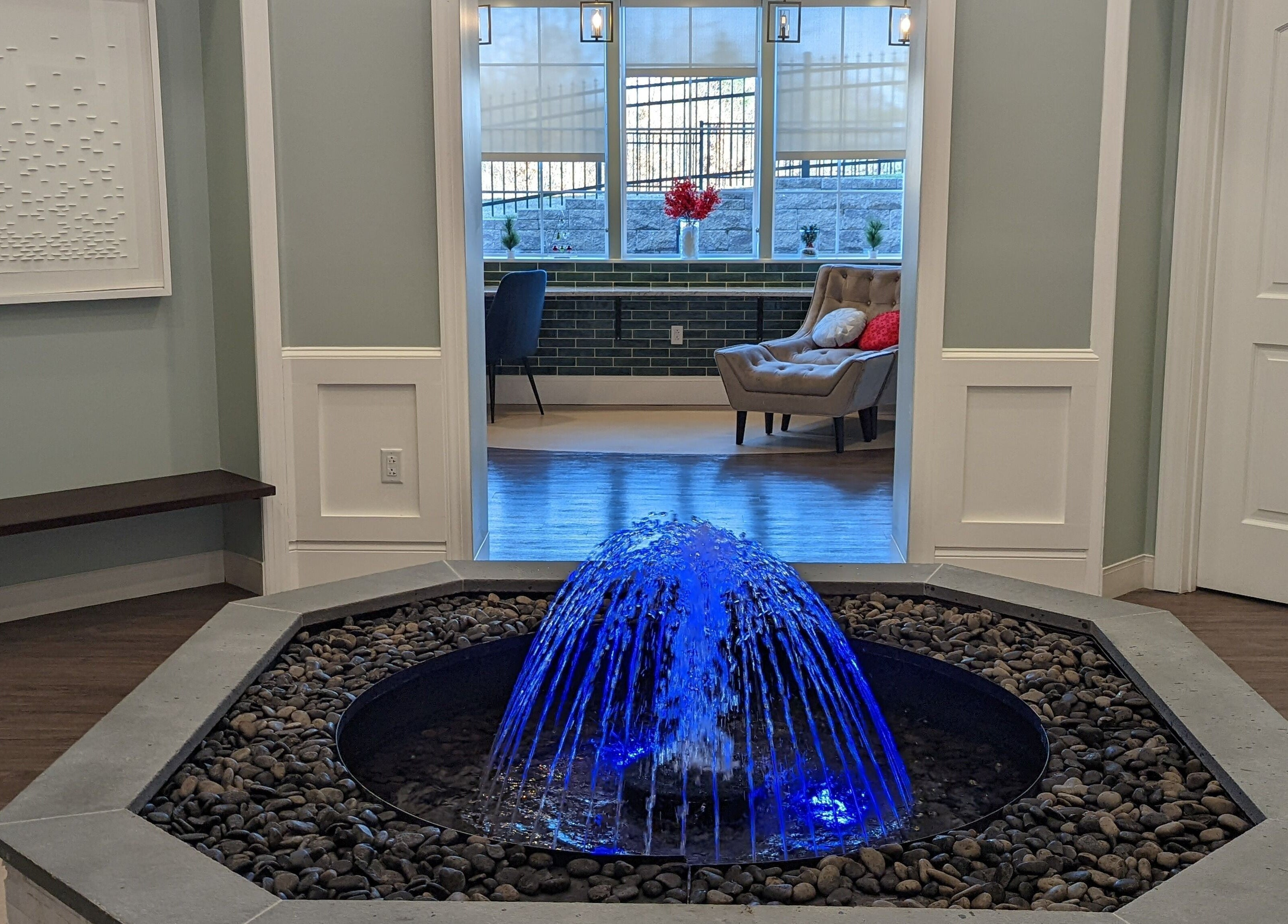 Relaxing fountain at The Spa at The Villas Holmdel, Holmdel, New Jersey, US, creating a serene ambiance.