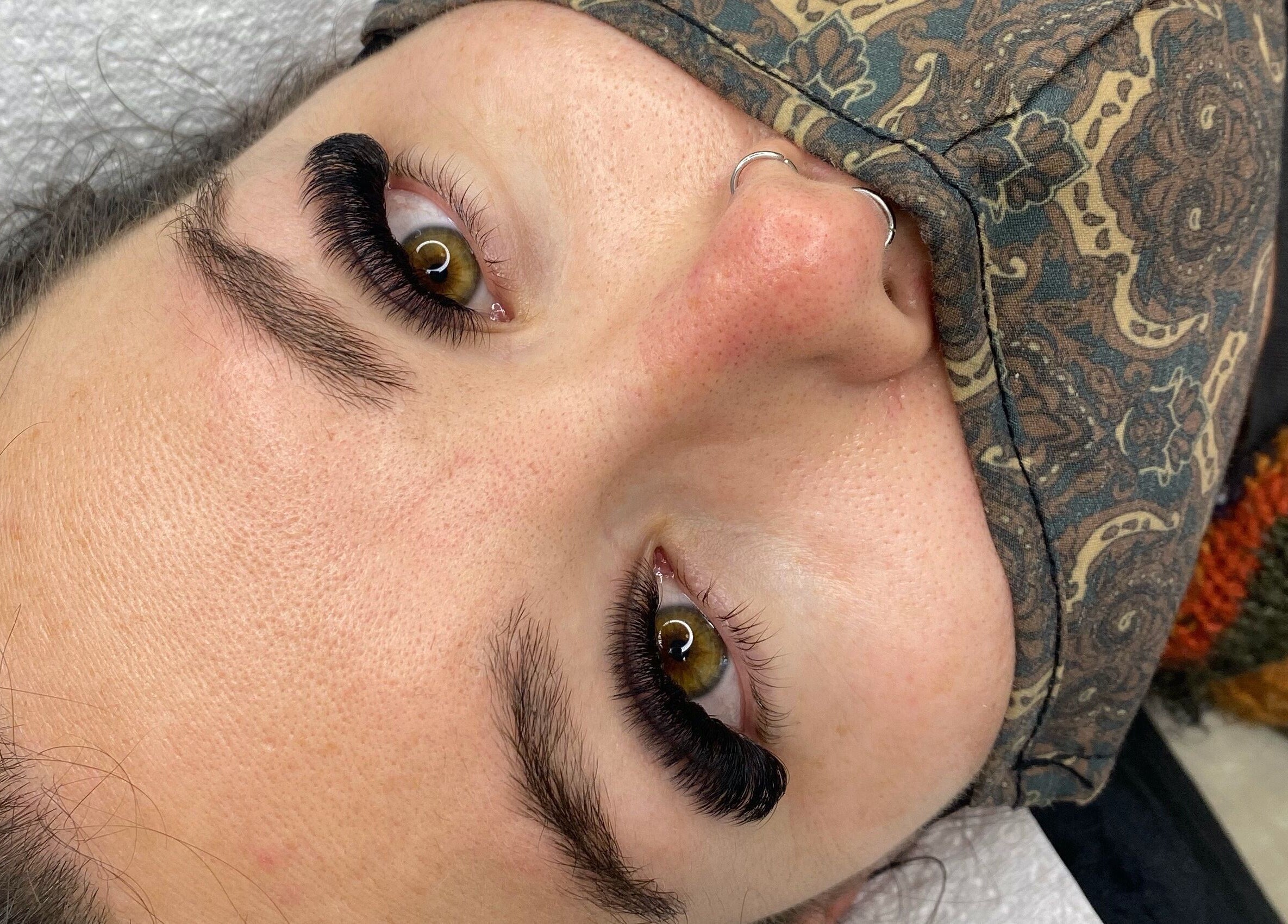 Closeup of eyelash extensions at The Lash Cove, Meridan Plains, Queensland, AU.