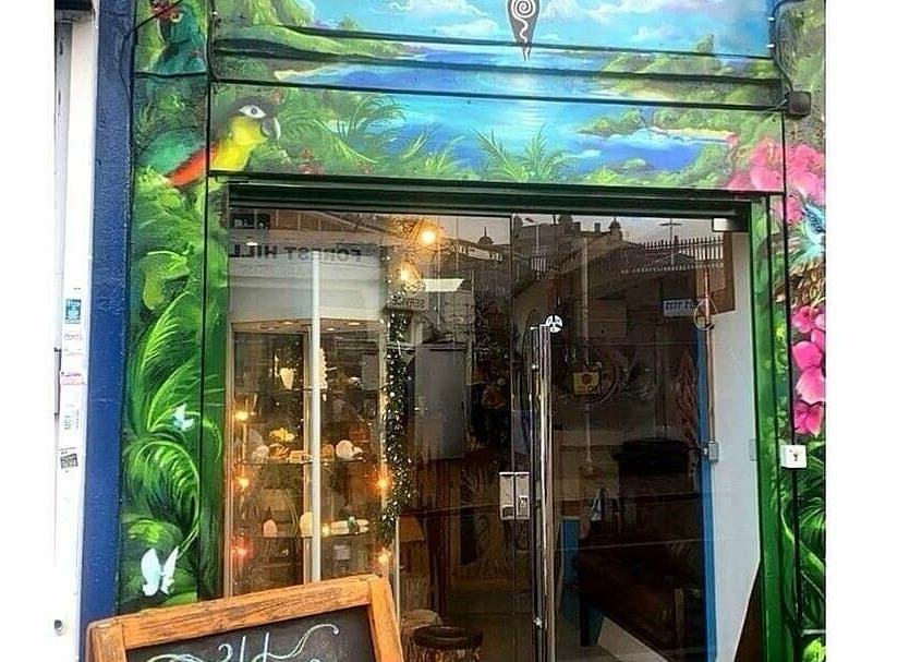 Colorful facade of Studio Gaia London in London, England, GB, featuring vibrant artistic decor.