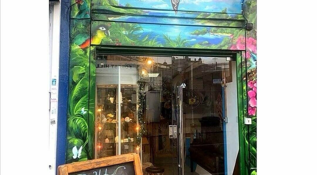 Colorful facade of Studio Gaia London in London, England, GB, featuring vibrant artistic decor.