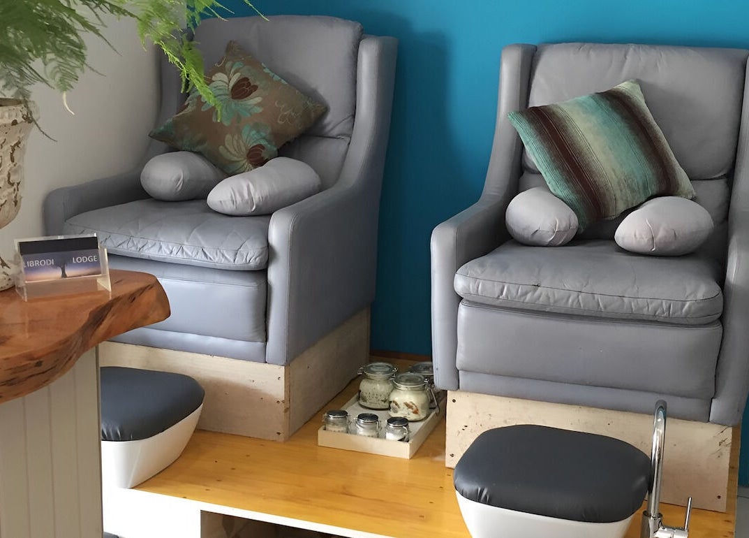 Relaxing pedicure chairs at Sodwana Spa, Shazibe, KwaZulu-Natal, ZA, offering luxury wellness services.