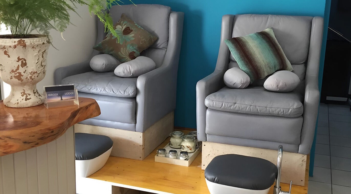 Relaxing pedicure chairs at Sodwana Spa, Shazibe, KwaZulu-Natal, ZA, offering luxury wellness services.