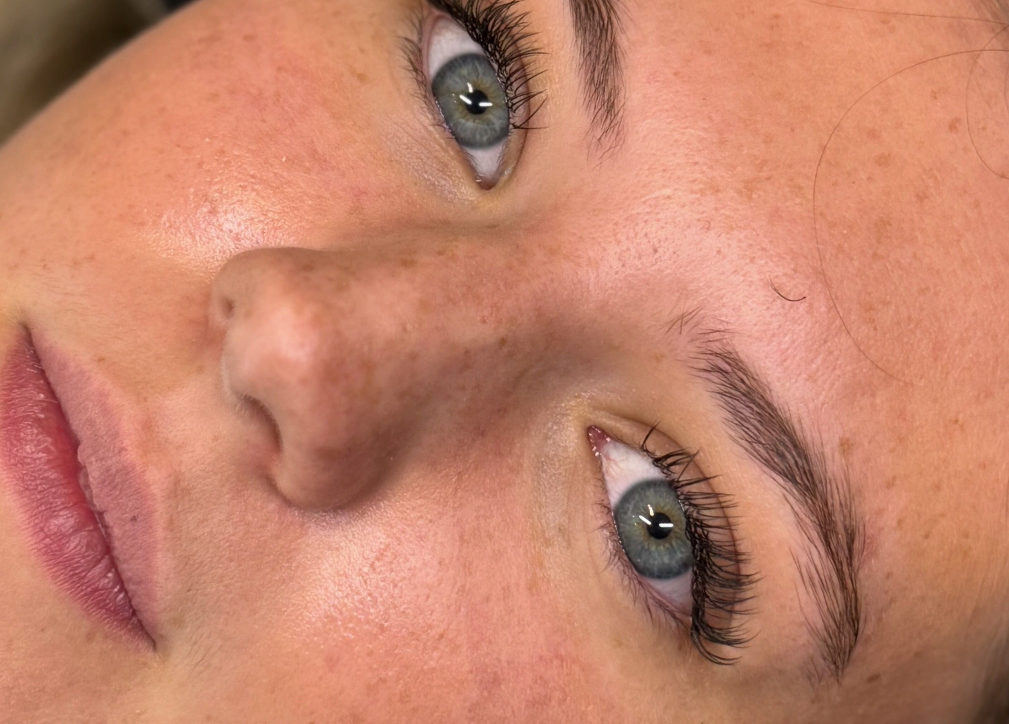 Close-up of styled brows and lashes at FACES Brows Lashes Makeup, Ilkley, England, GB