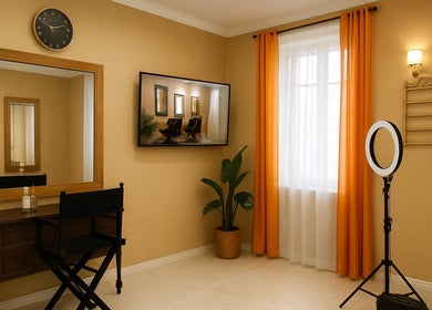 Elegant salon interior at Crane St.Philip, Saint Philip, BB, featuring a styling station with a chair and mirror.