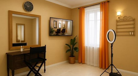 Elegant salon interior at Crane St.Philip, Saint Philip, BB, featuring a styling station with a chair and mirror.