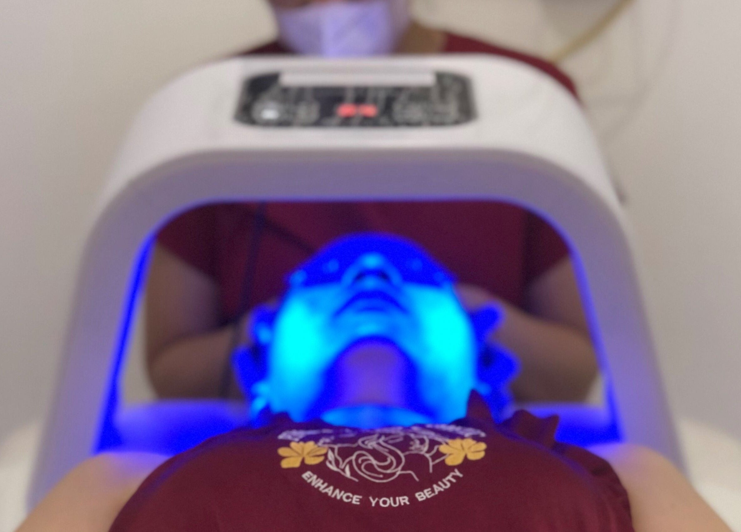LED light facial treatment at Pinsela Aesthetic, Bali, Bali, ID for skin rejuvenation.