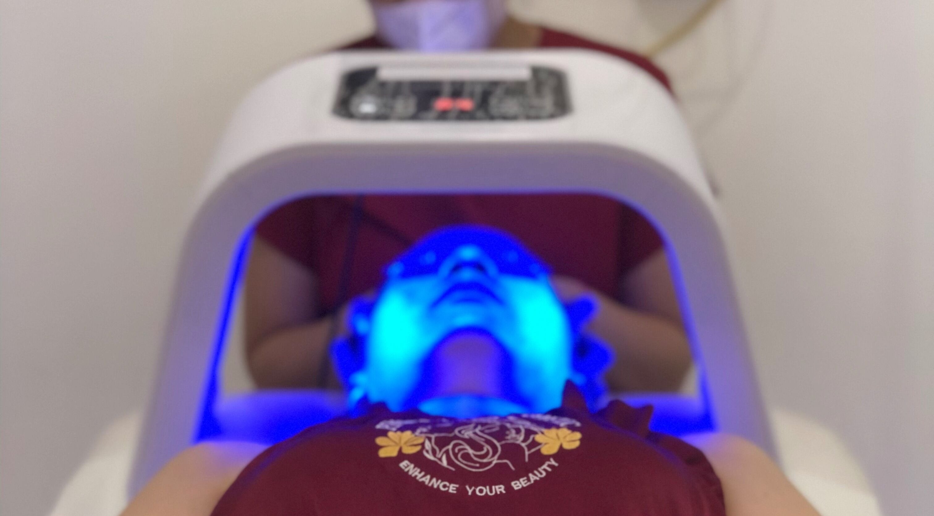 LED light facial treatment at Pinsela Aesthetic, Bali, Bali, ID for skin rejuvenation.