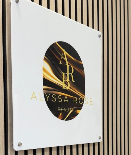 Sleek Alyssa Rose Beauty sign on wooden panel, Darwen, England, GB.