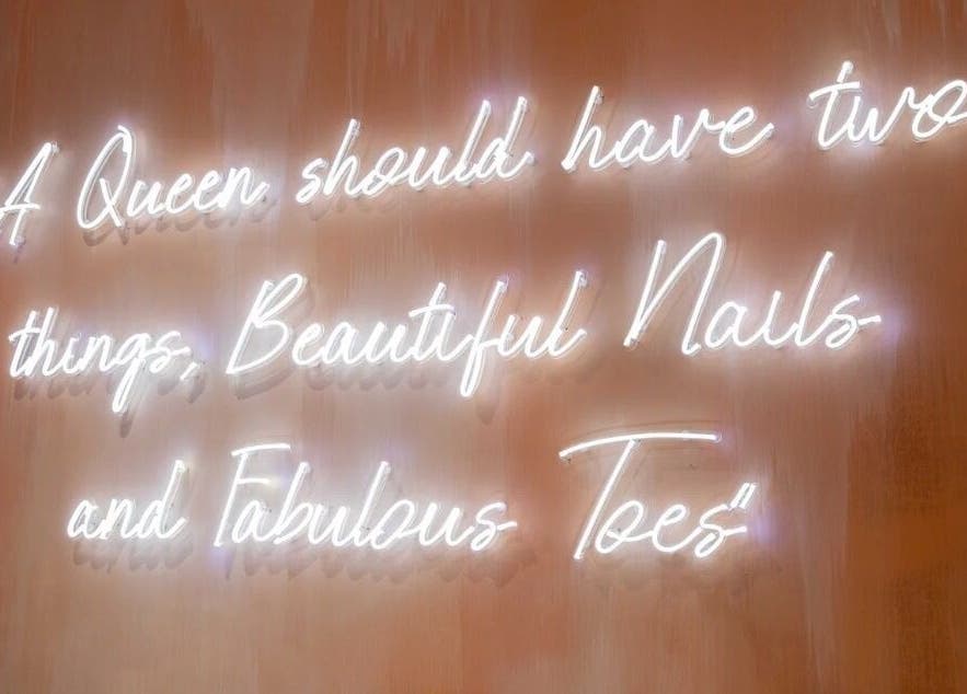 Illuminated quote at Queen Nails Spa & Beauty, Newton, South Australia, AU, inspiring confidence and elegance.