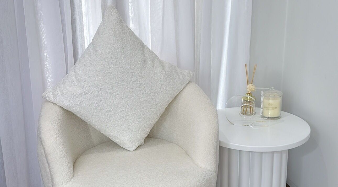 Elegant white chair and decor at MM Beauty Glow, Noranda, Western Australia, AU.