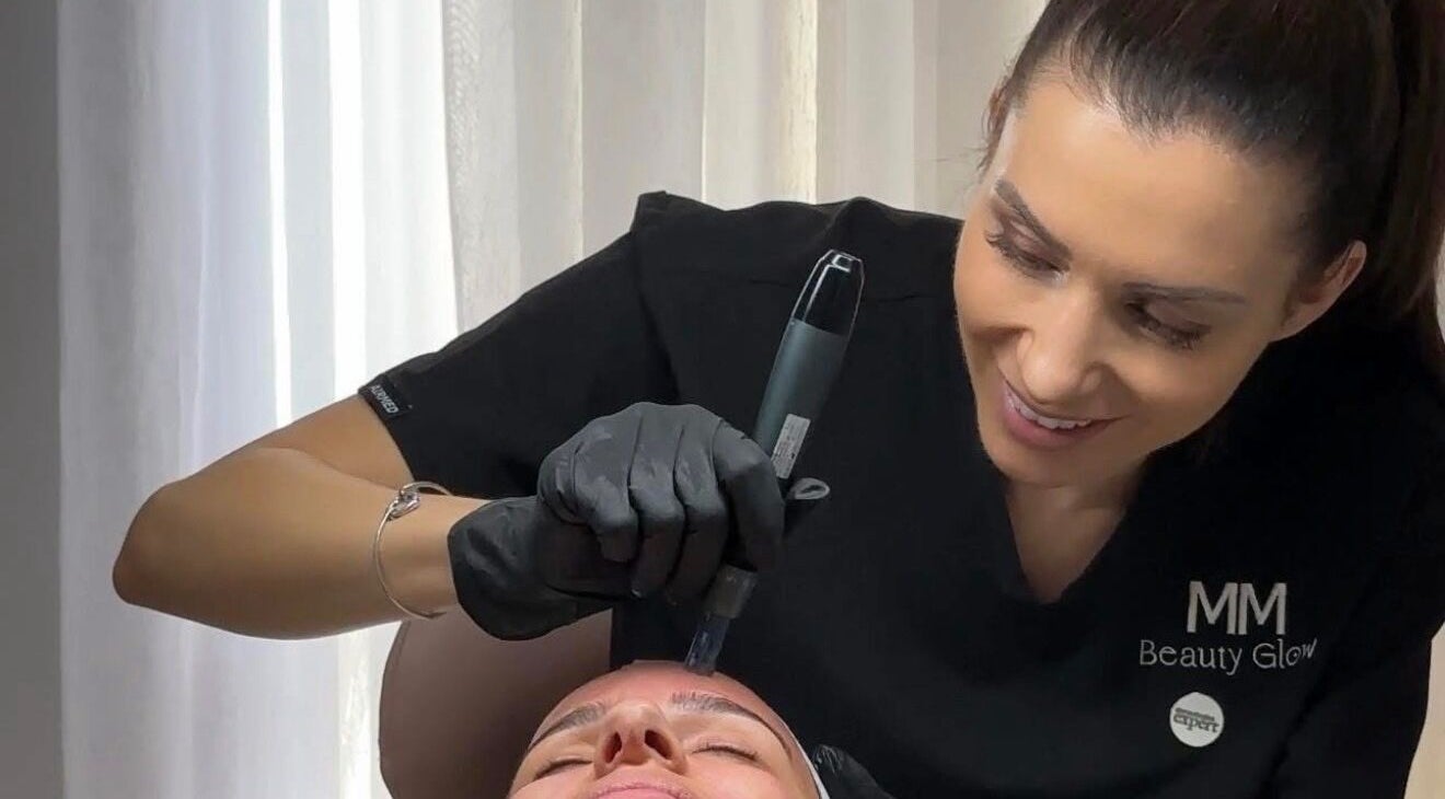 Expert giving facial treatment at MM Beauty Glow, Noranda, Western Australia, AU.