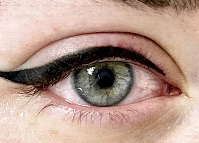 Close-up of expertly winged eyeliner at Matthews in Matthews, North Carolina, US.