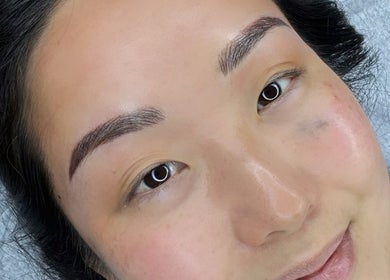 Perfectly shaped eyebrows at Matthews, North Carolina, US beauty studio.