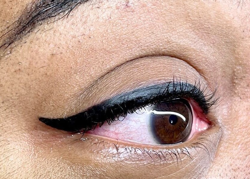 Close-up of expert eyeliner application at Beautiful You By Christine - Davidson, NC, enhancing natural beauty.