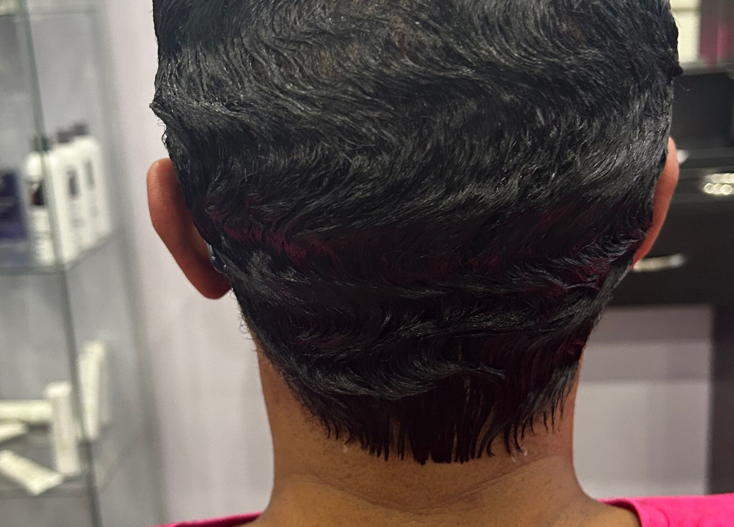 Back view of a sleek hairstyle at My Butopia Salon in Ajax, Ontario, CA, showcasing expert hair care.