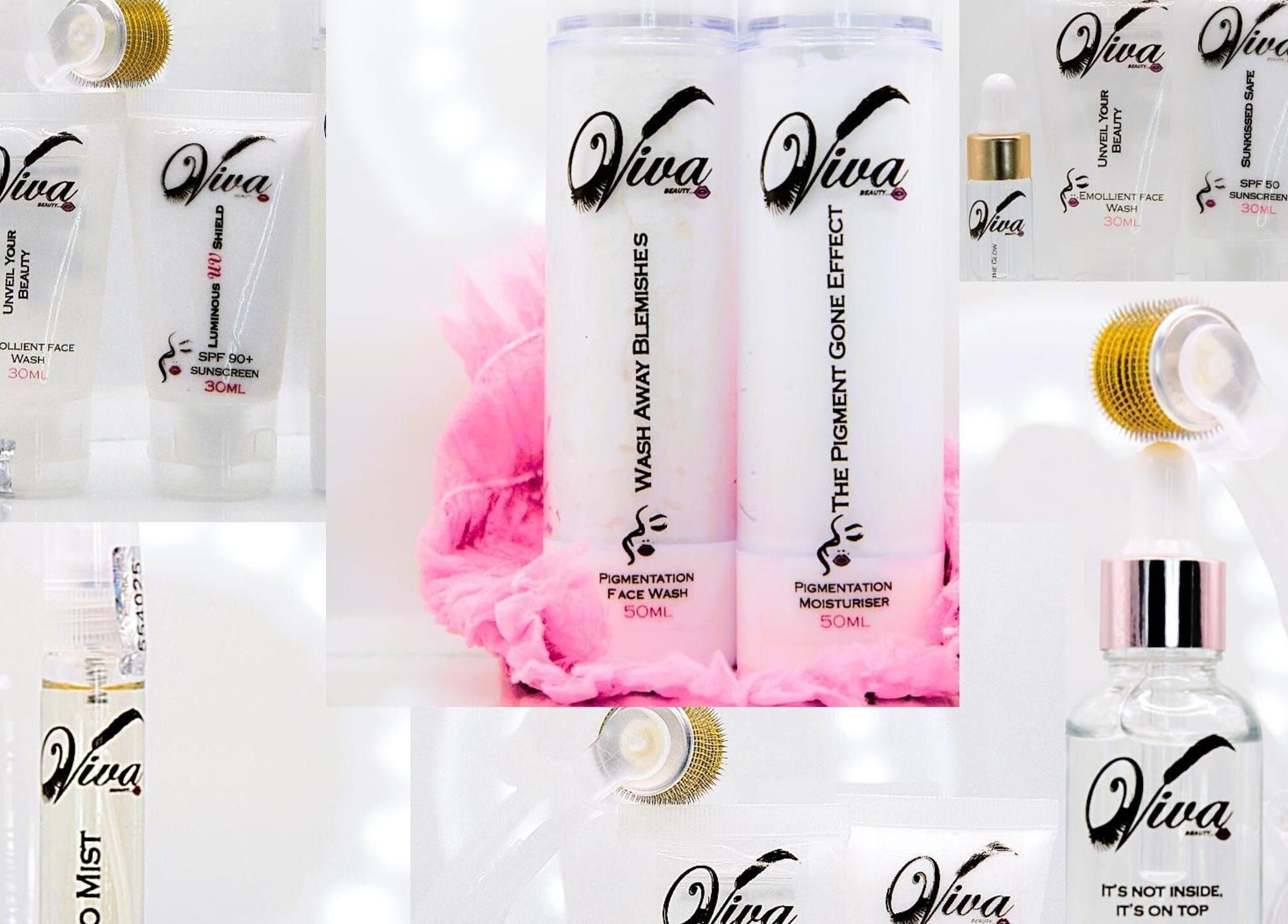 Diverse beauty products at Vivacious Permanent Beauty in Pretoria, Gauteng, ZA, offering skincare solutions.