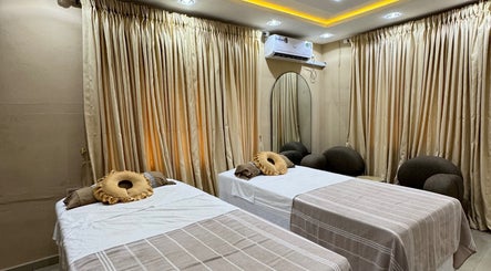 Relaxing double treatment room at The Villa Spa in Awka, Anambra, NG, featuring elegant decor and cozy ambience.
