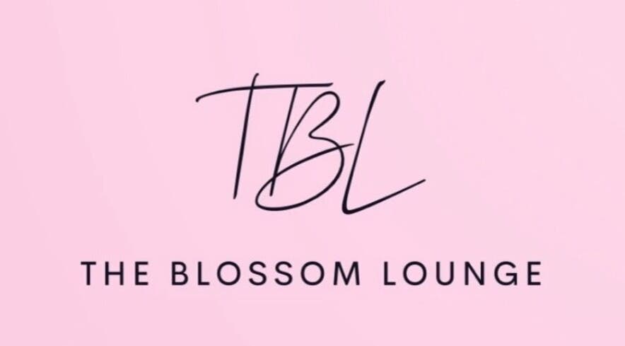 Elegant logo of The Blossom Lounge, located in Arbroath, Scotland, GB on a soft pink background.