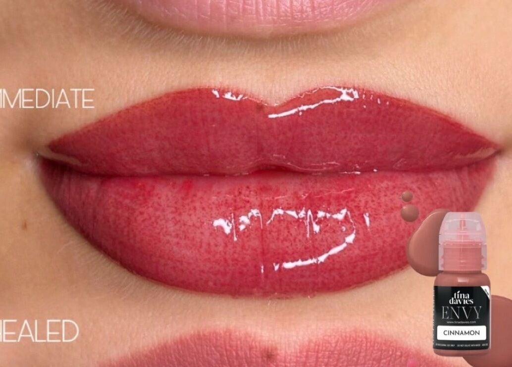 Lip color transformation showcasing procedure at Barbara Sue Aesthetics Ltd in Felixstowe, England, GB.